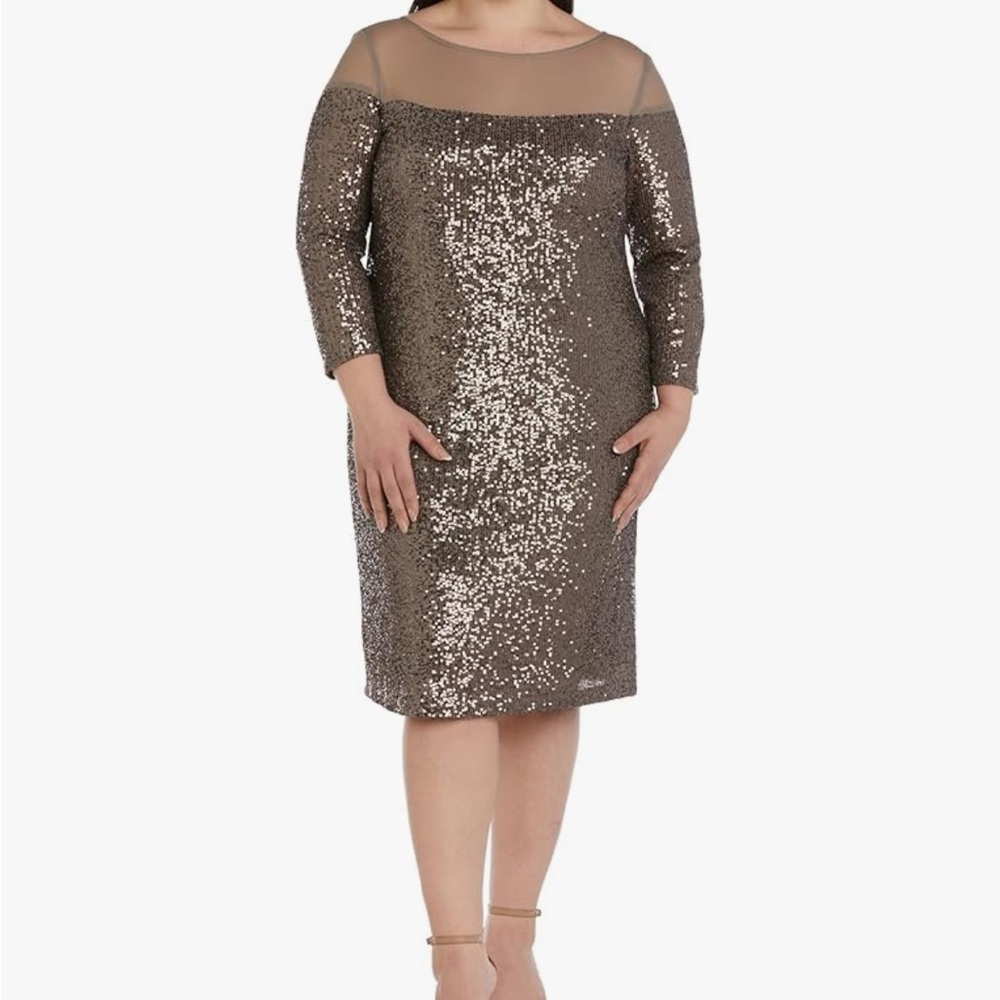 R&M Richards Sequin Illusion Sheath Dress – Size 14 Plus | NWT